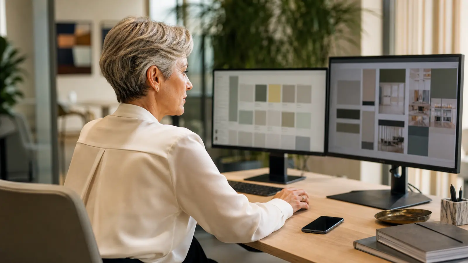 Professionista immobiliare al lavoro con strumenti digitali