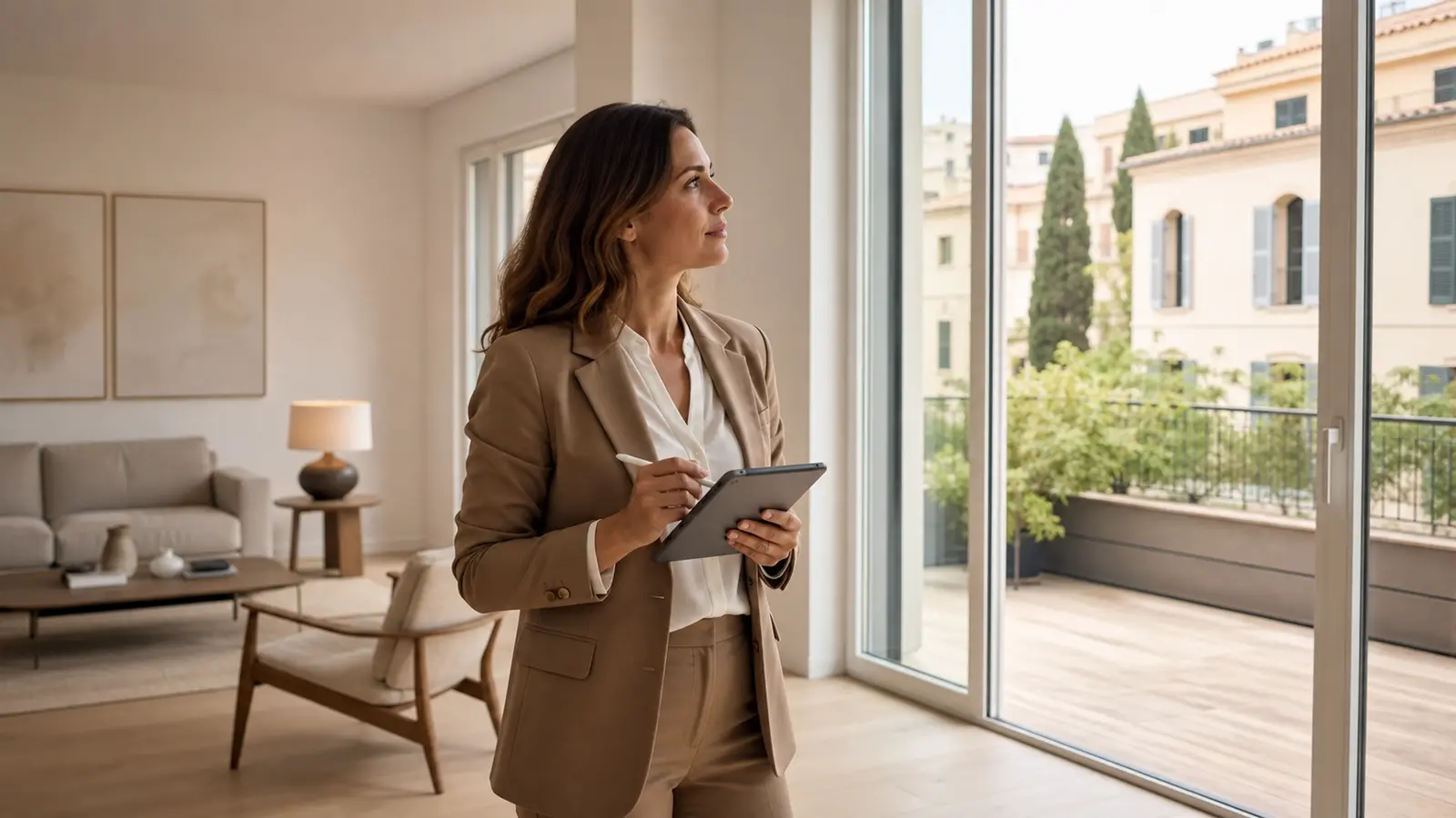 Professionista impegnato nella valutazione di un appartamento