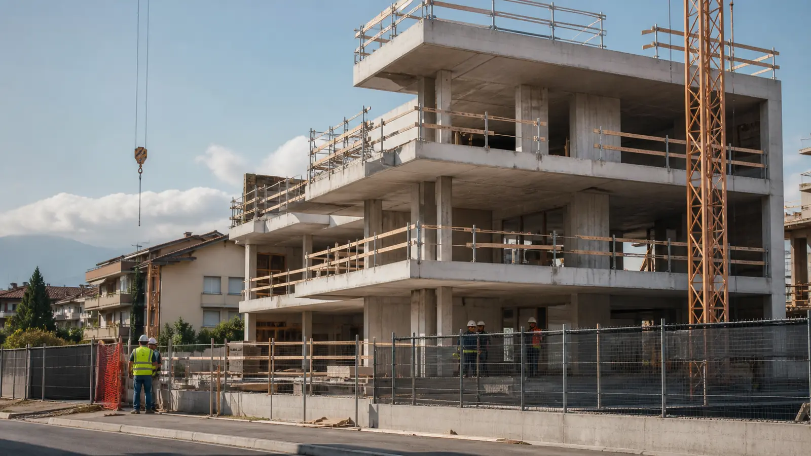 Edificio residenziale contemporaneo in costruzione