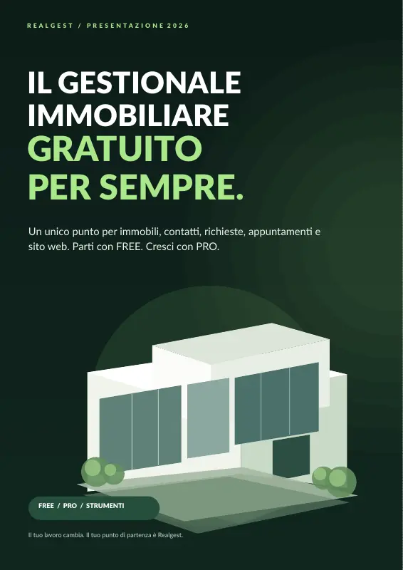 Copertina della brochure Realgest 2026: il gestionale immobiliare gratuito per sempre.