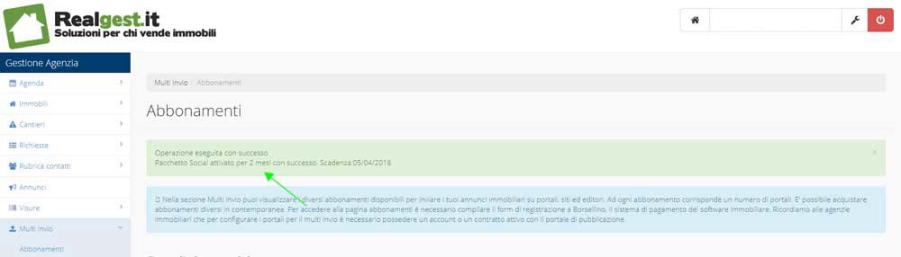 Acquisto Abbonamento con Successo