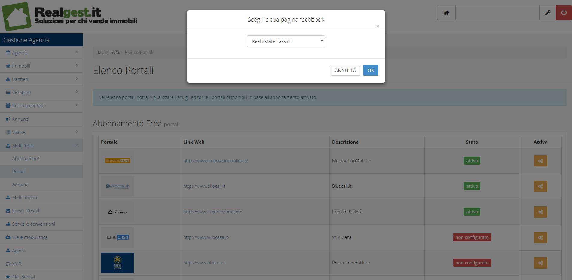 Collegamento con Pagina Facebook Agenzia